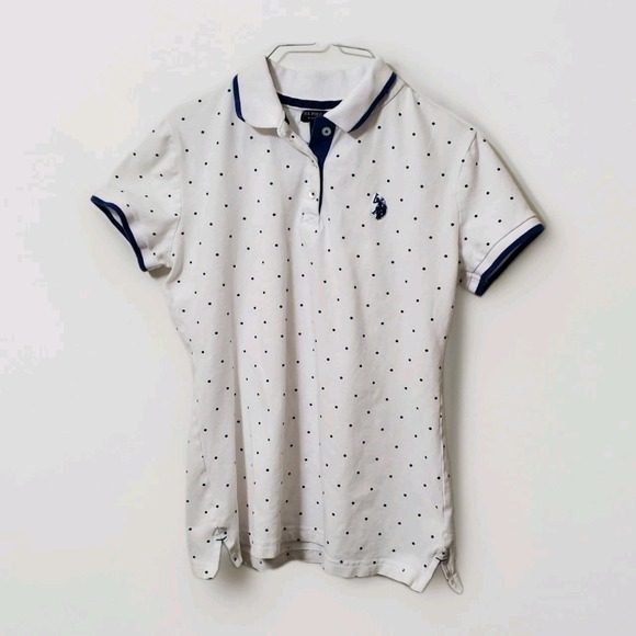 Other - Woman's US Polo ASSN Polo  SIZE: Small S‎ White Blue Polka dots